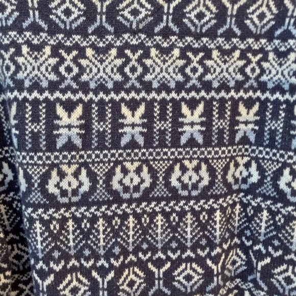 Tommy Hilfiger Blue & White Lambswool Blend Fair Isle Sweater Size XL Apres Ski - Picture 7 of 14